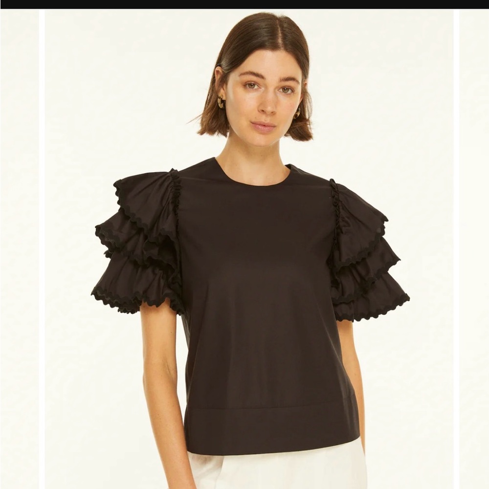 NWT Harshman Juliette blouse 
Elegant Black Ruffle Sleeve Top
